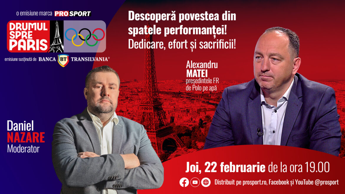 Alexandru Matei, voorzitter van de Water Polo FR, is te gast in het programma ”Road to Paris” op donderdag 22 februari om 19:00 uur.